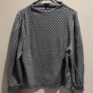 Talbots Charcoal and White Patterned Blouse